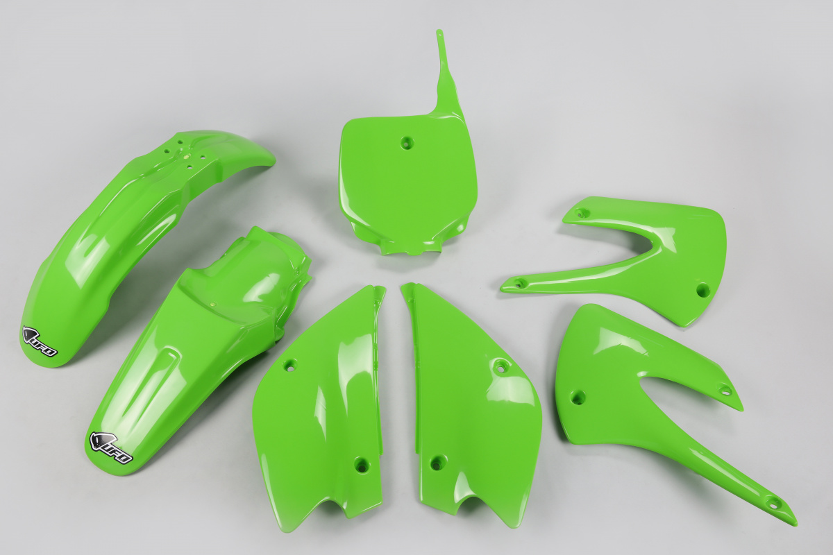 Plastic Kit green for Kawasaki KX 85 (2001-13) - KX 100 (2001-13) - REPLICA PLASTICS - KAKIT214K-026 - Ufo Plast