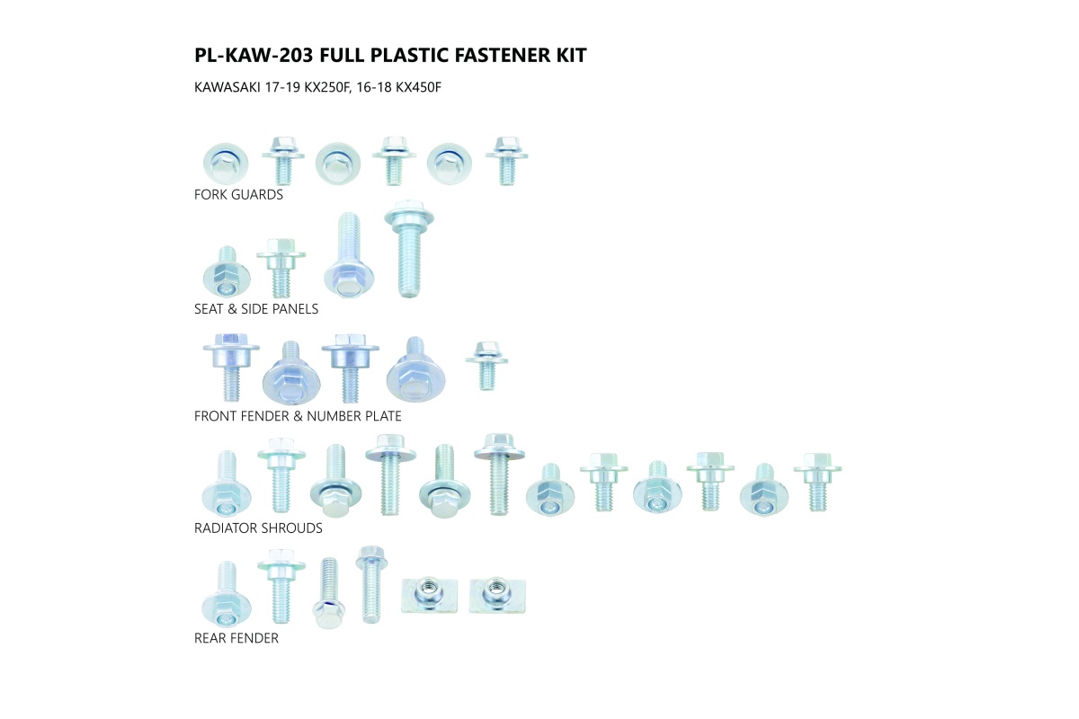 Motocross full plastic fastener kit for Kawasaki - Altri accessori - AC02434 - UFO Plast