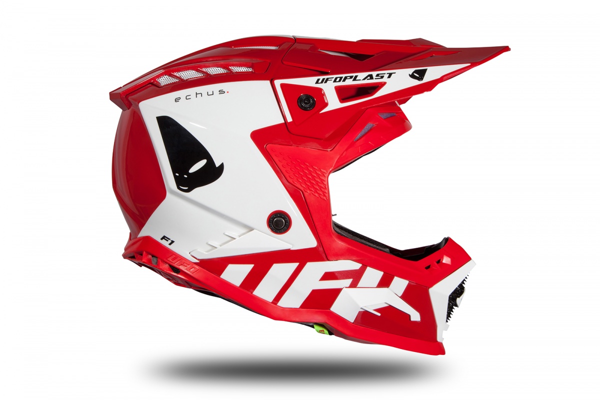 Motocross helmet Echus red and white glossy - NEW PRODUCTS - HE170 - UFO Plast