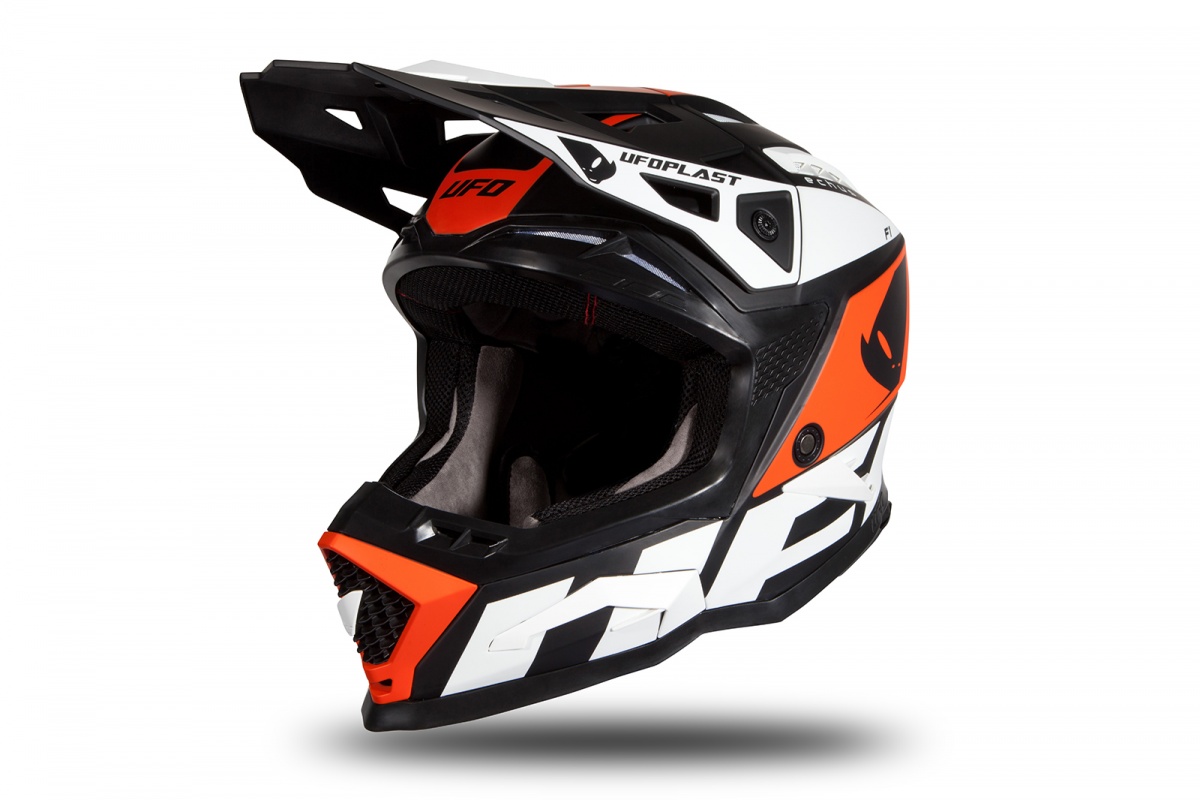 Motocross helmet Echus black, orange and white matt - NEW PRODUCTS - HE171 - UFO Plast