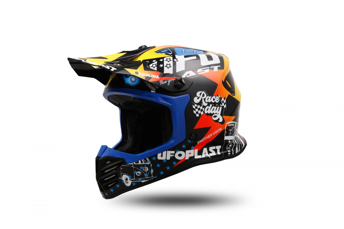 motocross Korey helmet for kids black, yellow and blue - Helmets - HE13600-CD - UFO Plast